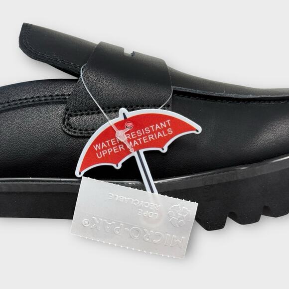 NEW Penny Loafer Mule Womens 10 Black Leather Lug Sole Slide On Waterproof. - Picture 9 of 12
